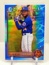 2022 Bowman Chrome 1st Simon Juan Blue Refractor 65/150 Mets ROOKIE RC SP