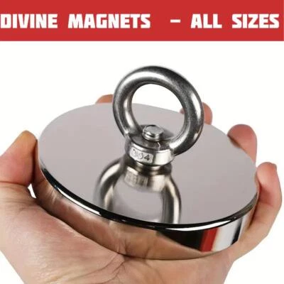 DIVINE TECH MAGNETS Neodymium Fishing Recovery Magnets Very Strong Pull Force 6kg up to 160kg