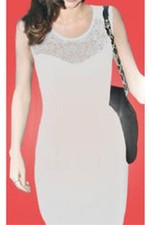 KettyMore Women's Round Neck Lace Back Zipper Dress White