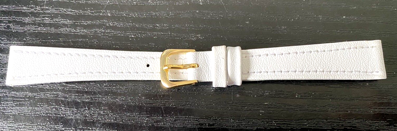 14mm Darlena White Genuine Calf Grain Leather Watch Strap Sale