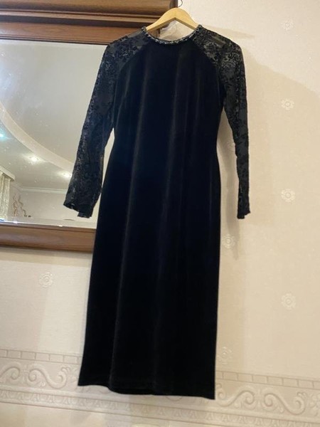 Women Monsoon Dress Black Velvet