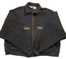 Hang Ten Vintage Womens dark navy blue quilted jacket 100% cotton made in USA