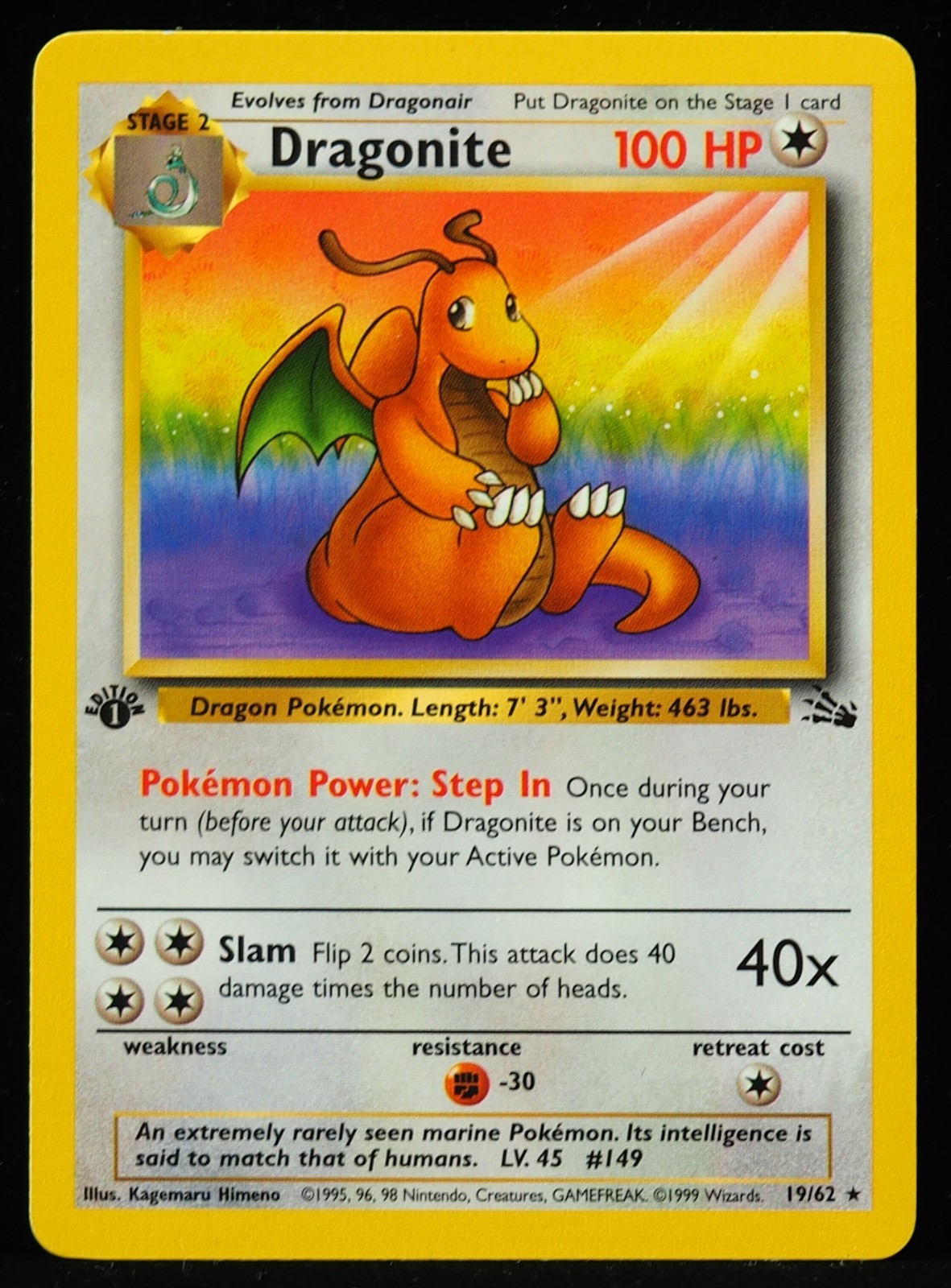 Dragonite #19/62 1st Ed. Fossil NM/M Pokemon Card