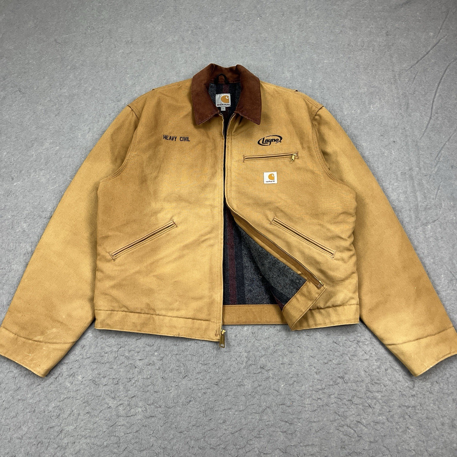 Carhartt J001 Men’s Detroit Jacket Size L Duck Canvas Lined 125th Anniversary Brown