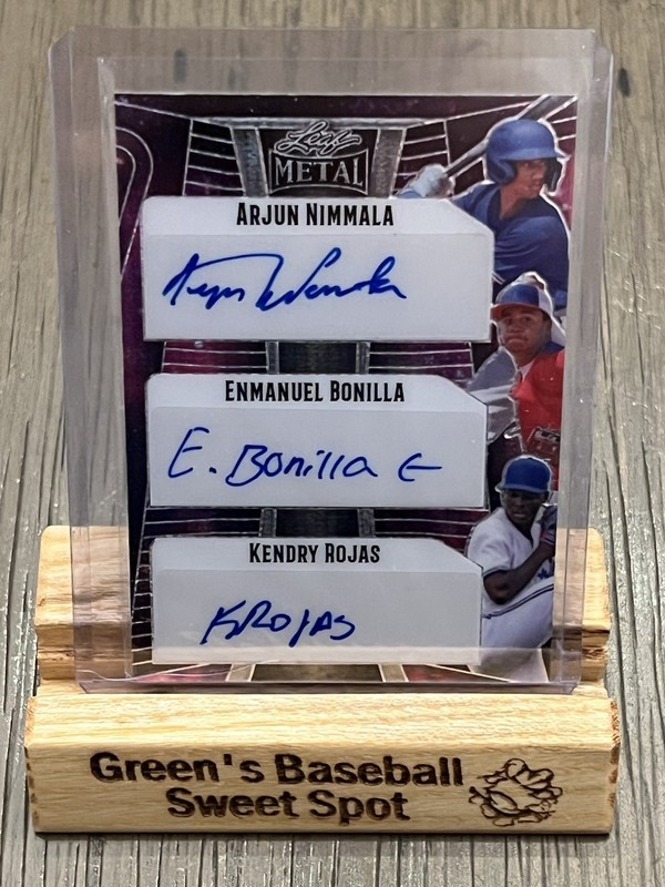 2023 Leaf Metal Nimmala / Bonilla / Rojas Triple Auto 1/1 Toronto Blue Jays