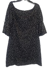 Lauren Ralph Lauren Womens Black White Polka Dot Off The Shoulder Shift Dress 14