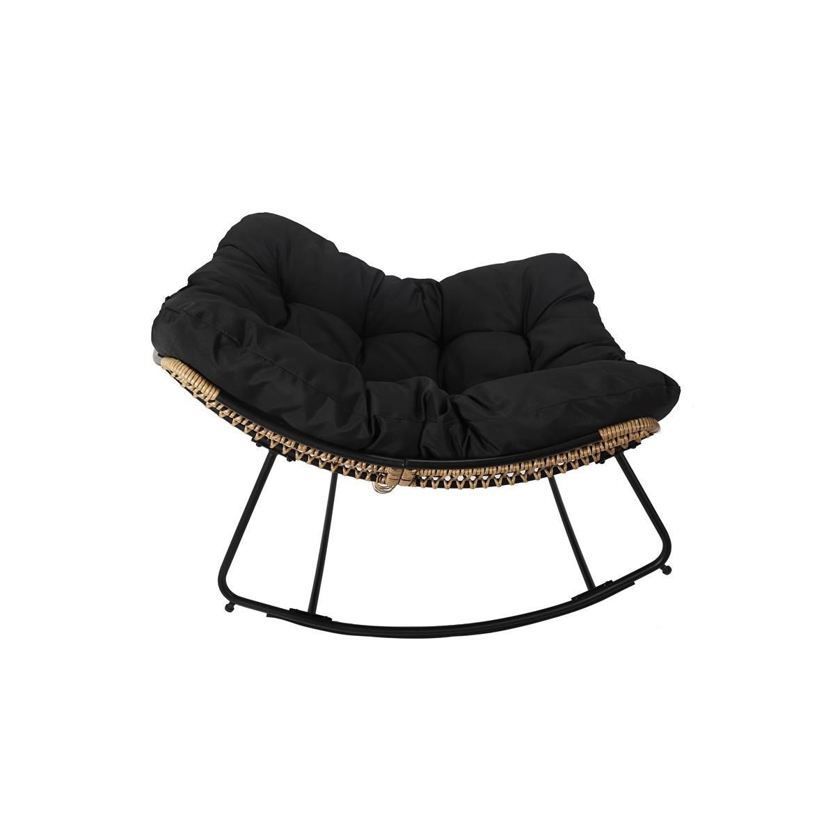 Fauteuil à bascule Tulum noir 114cm rocking chair salon confortable