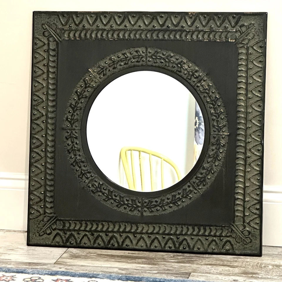 Accent Wall Mirror Metal Galvanized Metal 21” Square - Image 3 of 4