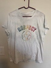 Lucky Brand Women's 1X RESPECT Graphic White Tee Shirt Top