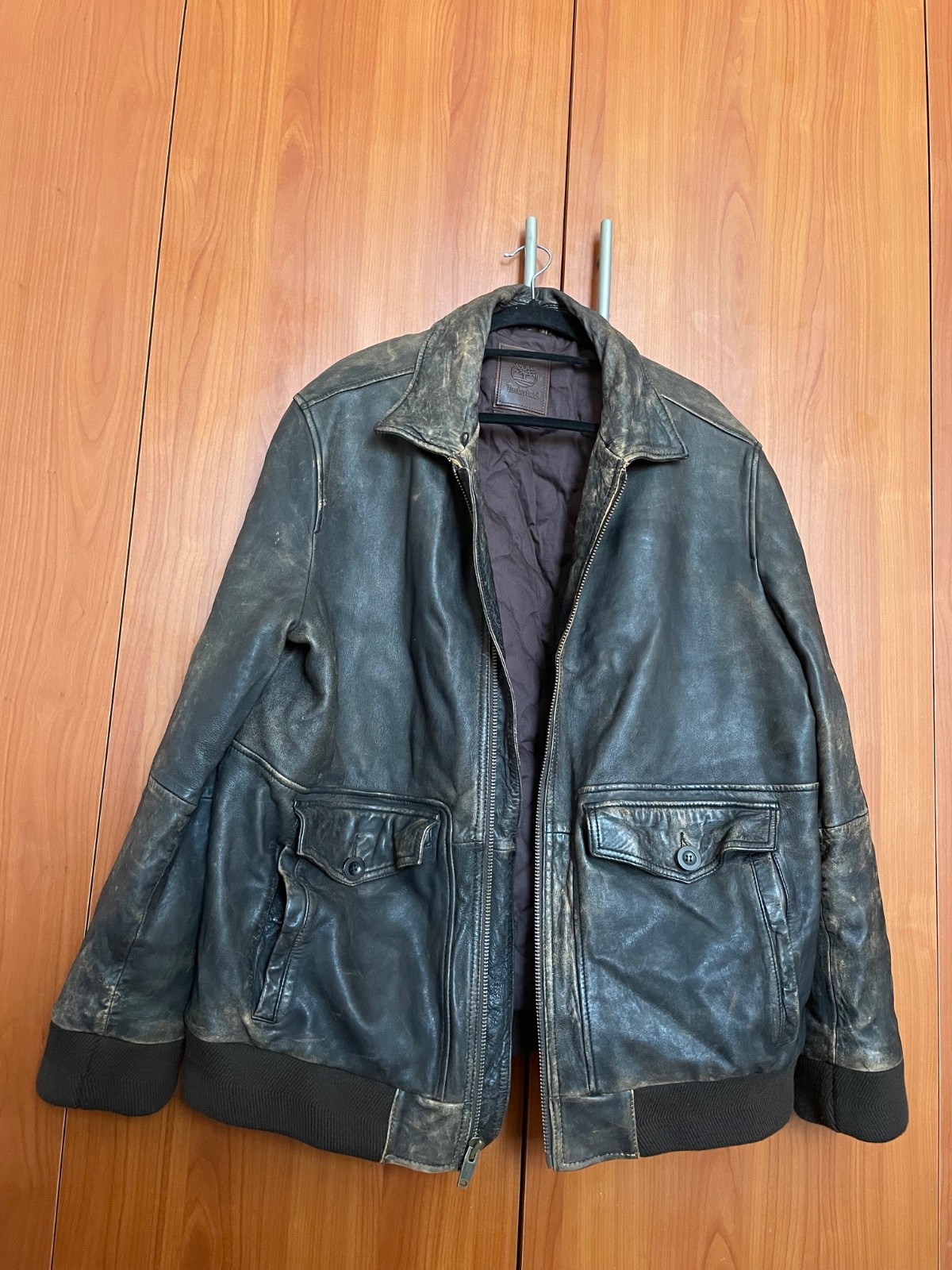 giacca bomber pelle invecchiata XXL unisex vintage timberland