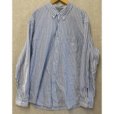 Chaps Mens Striped Button Down Shirt Long Sleeve Casual Oxford Blue XXL