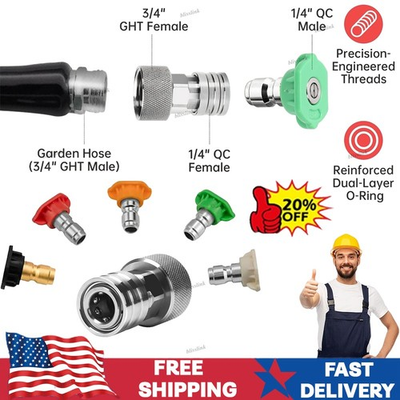 #ad #ad Garden Hose to Pressure Washer Adapter 3 4quot; GHT to 1 4quot; Quick Connect Stainl... $13.99