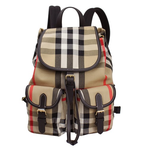 Burberry Bag Women's BURBERRY Backpack Cotton Leather Archive Beige Black 812310