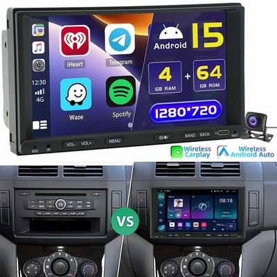 7'' 2 DIN Carplay Autoradio Android 15 Auto GPS NAV RDS Wifi IPS Screen 4+64G KAM