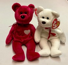 Ty Beanie Babies “Valentino” & “Valentina” the Teddy Bear Valentine’s Day Set