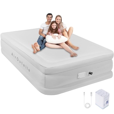 Air Mattress Queen with Built in Pump, 2500mAh Rechargeable Electric Pump, Ca...