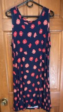St. John's Bay Women's XL Navy/Red Floral Knit Shift Dress Sleeveless 