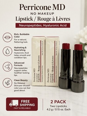 2 PACK - Perricone MD No Makeup Lipstick 0.15oz / 4.2g New ( Red / Rouge )