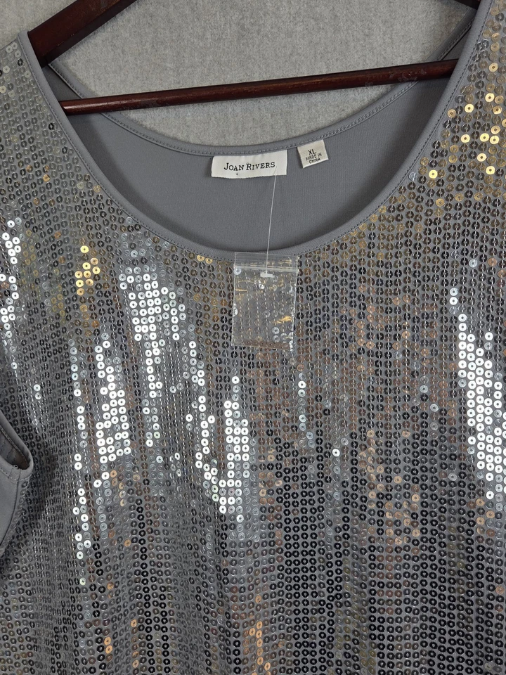 JOAN RIVERS Mujer XL Lentejuelas Tanque Envolvente Chal Conjunto Brillante Elegante Disco Fiesta NUEVO Foto 3 de 4