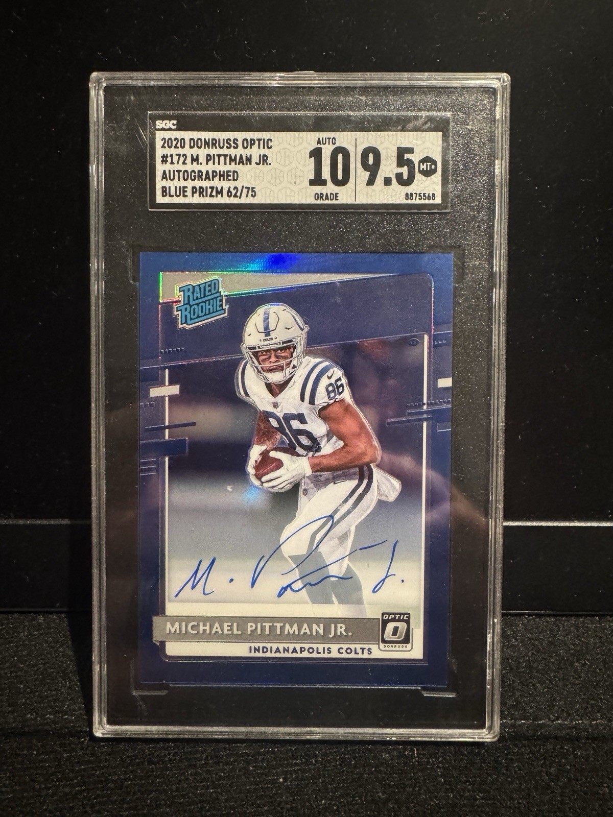 2020 Donruss Optic Rated Rookie Auto Michael Pittman Jr. #172 Blue Prizm /75