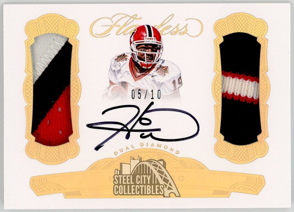 Hines Ward 2017 Panini Flawless Collegiate Holo Gold Dual Patch Auto Card 05/10 view 1