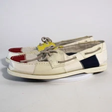 Sperry Mens A/O 2 Eye Sail STS19372 Off White Multi Color US 10 Boat Casual Dock