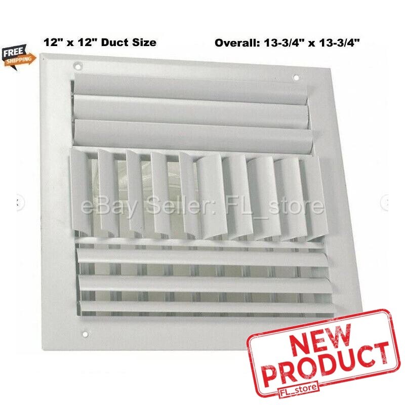 Square Air Register Grille 12" x 12" DUCT SIZE White Adjustable Ceiling Wall NEW