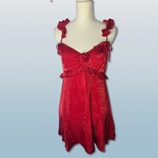 Red Rose Ruffle Mini Dress, Size Small, Wild Fable - H6