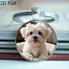 Cute Maltese Dog Keychain Car Key Ring Backpack Purse Bag Charm Dog Lover Gift