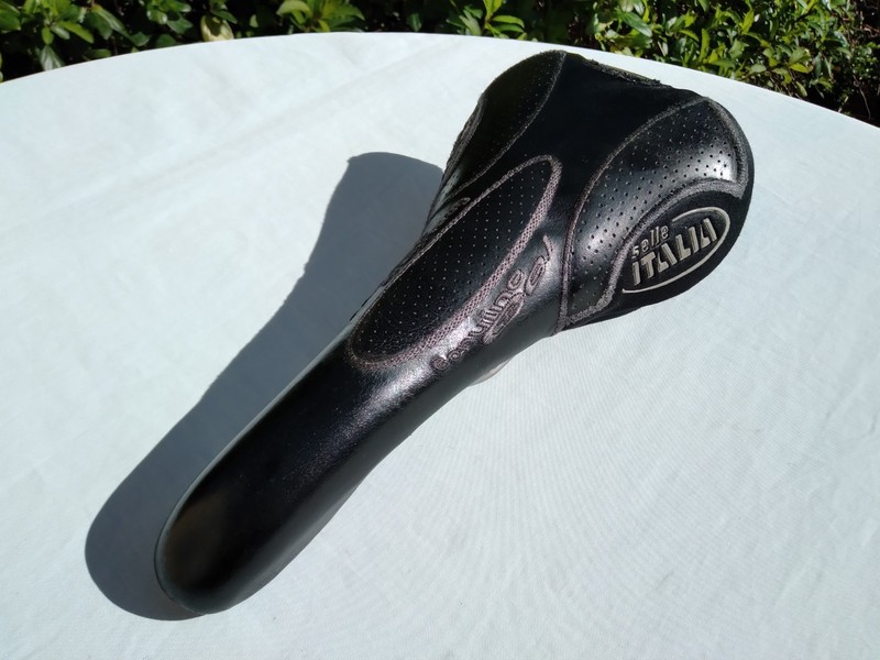 Selle Italia Flite. Titanium Rails. Black Leather Genuine Gel Bike Saddle. 2002