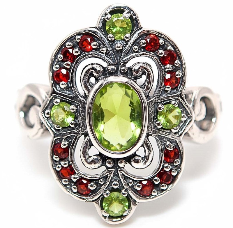 1CT Peridot 925 Sterling Silver Filigree Ring Sz 8 PC9-3