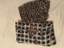 TWO New Orleans Saints Sheer Infinity Neck Scarf Plaid Pattern