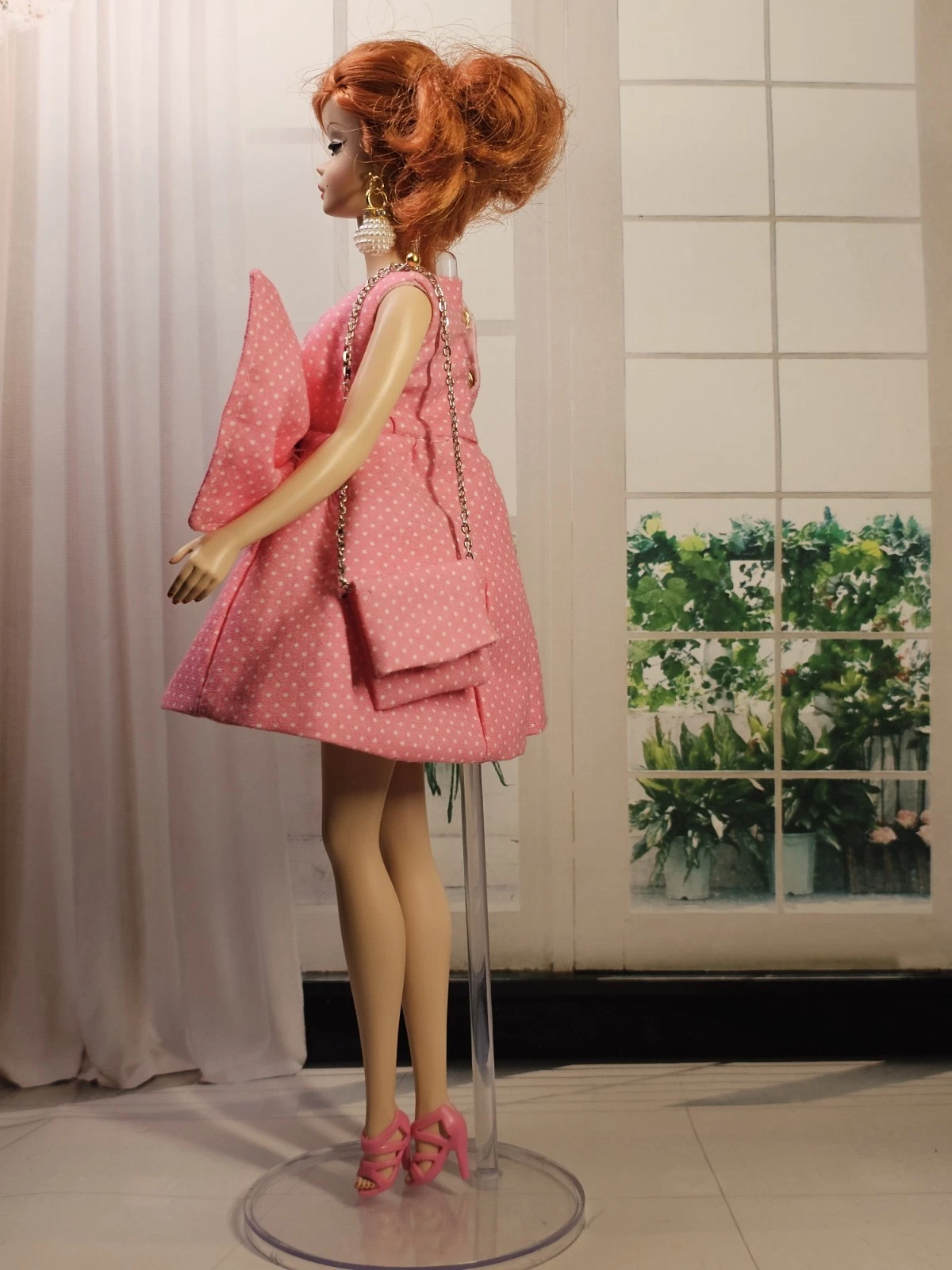 VETEMENTS Abito rosa quercia poka pois fiocco adatto per silkstone e altri include accessori