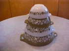 VINTAGE PYREX SPRING GREEN DAISY SET OF 4 EUC CINDERELLA MIXING BOWLS, 441-444