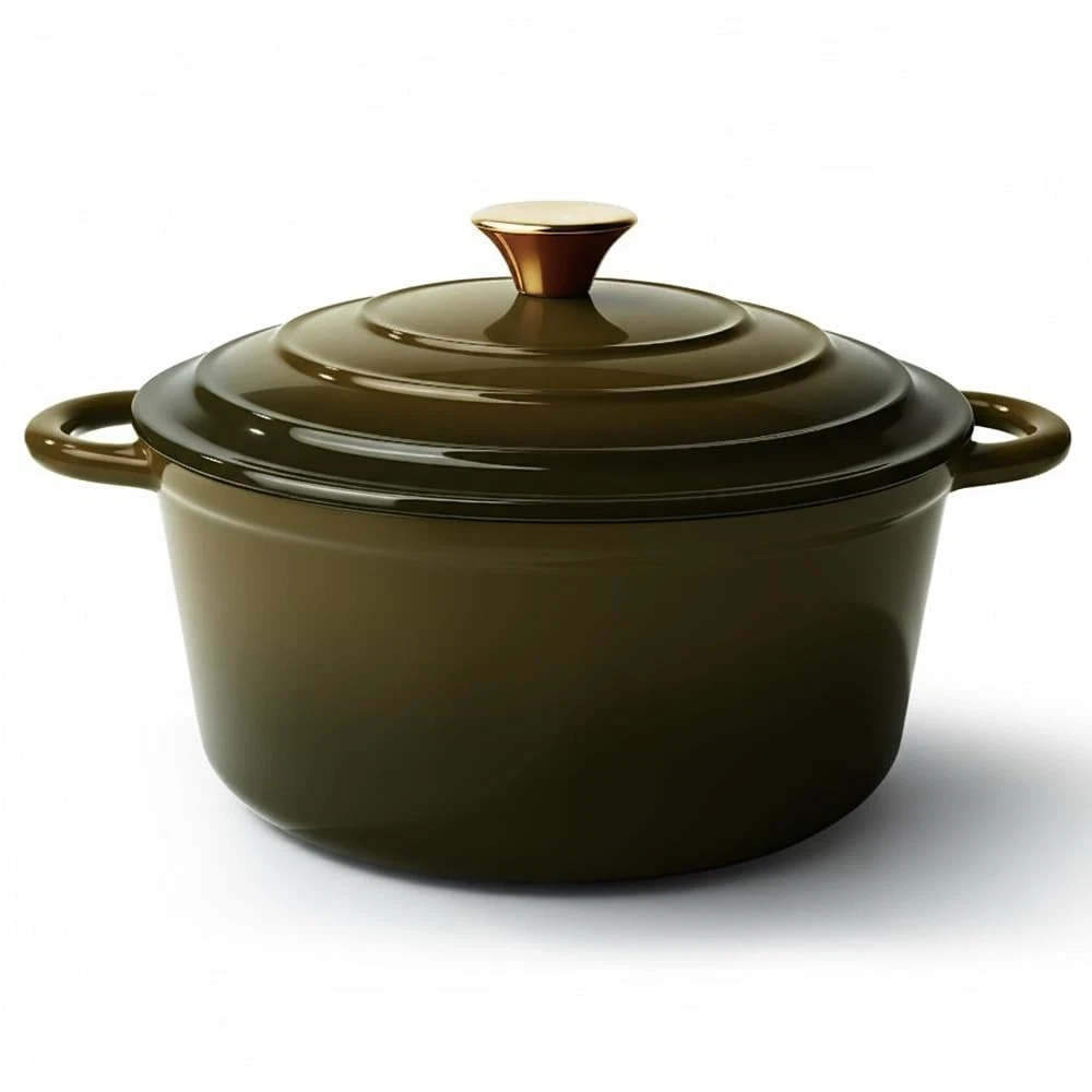 6 Quart Enameled Cast Iron Dutch Oven Pot With Lid Vintage Style Non Stick