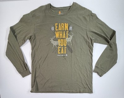 Carhartt Earn What You Eat Long Sleeve Shirt Mens Large Green Relaxed Fit