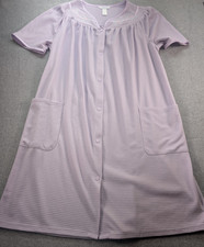 Adonna Sleepwear Womens S Robe Nightgown House Dress Purple Full Snaps Pockets