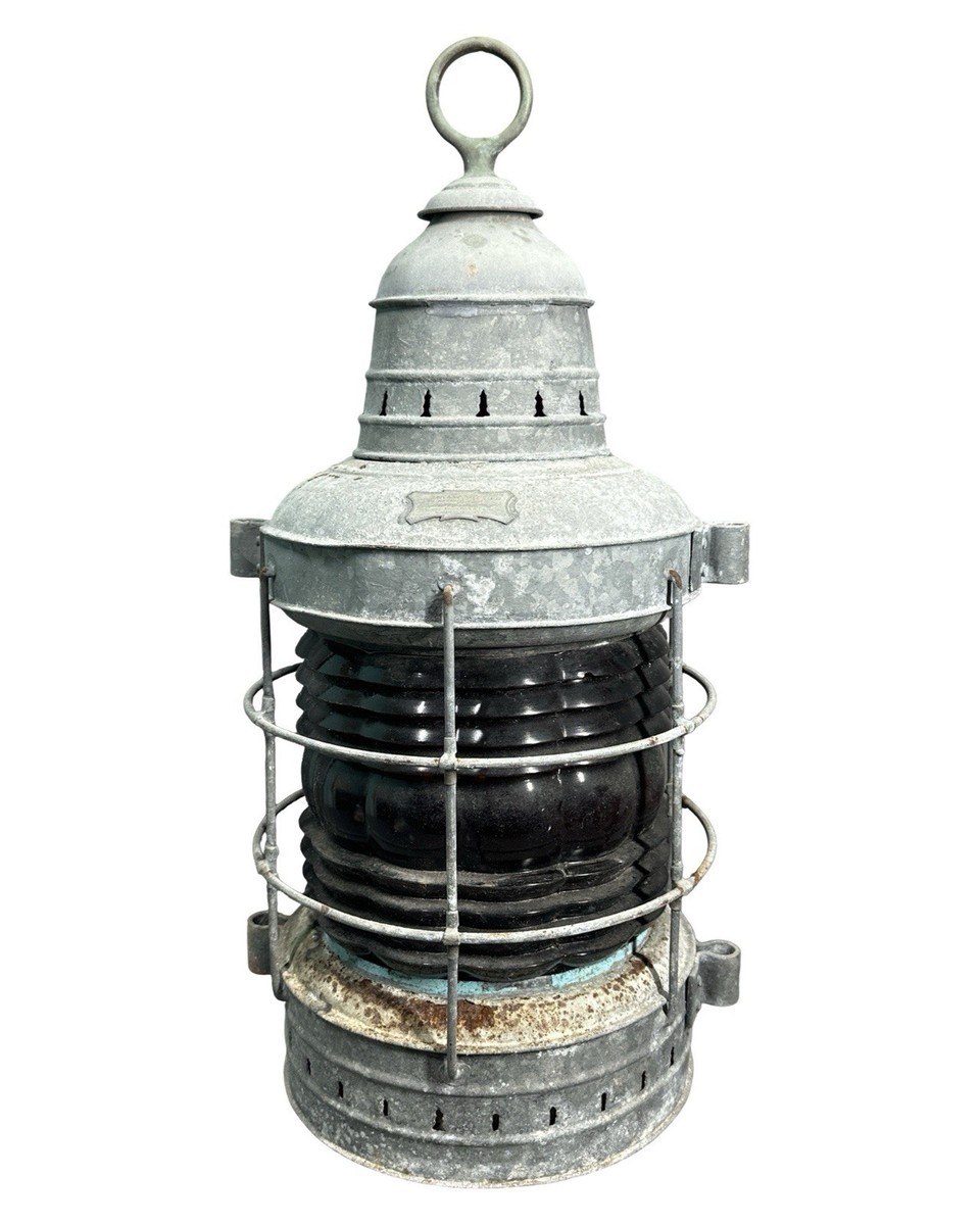 24” Vintage WILCOX CRITTENDEN Maritime SHIP Port LANTERN Old RED