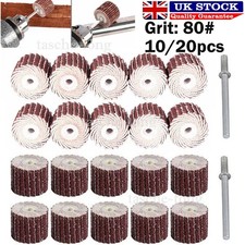 10/20x Flap Wheel Shaft Sanding Sandpaper Drill Polish Disc For Rotary Tool 80#