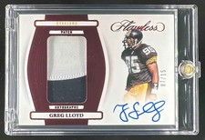 2025 Panini Flawless Greg Lloyd #58 Patch Auto Ruby 7/15 MEM Steelers