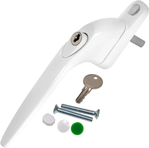 Key Locking UPVC Window Handle - Push Open, Espagnolette, Double Glazing Fit