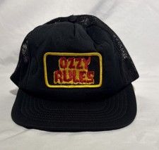Vintage 80s Ozzy Osbourne Patch Black Mesh Snapback Foam Trucker Hat Rock Metal