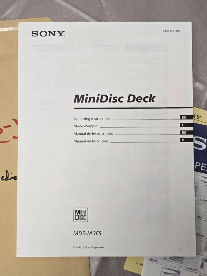 SONY MDS-JA3ES MINI DISC MINIDISC PLAYER BEDIENUNGSANLEITUNG ( EN, F, ES, P )