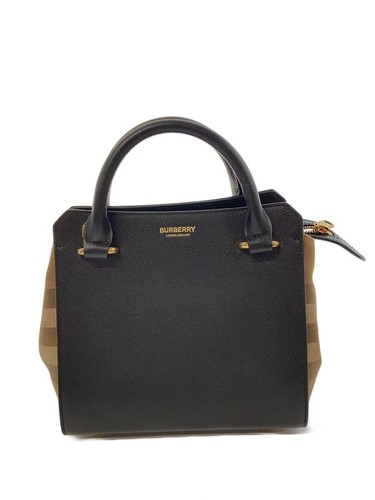 BURBERRY LONDON Handbag Leather BLK Check 80840241 2 way House Mini Vanwell