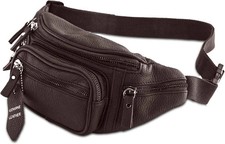Fanny Pack Waist Bag Multifunction Genuine Leather Hip Bum Bag Travel Pouch f