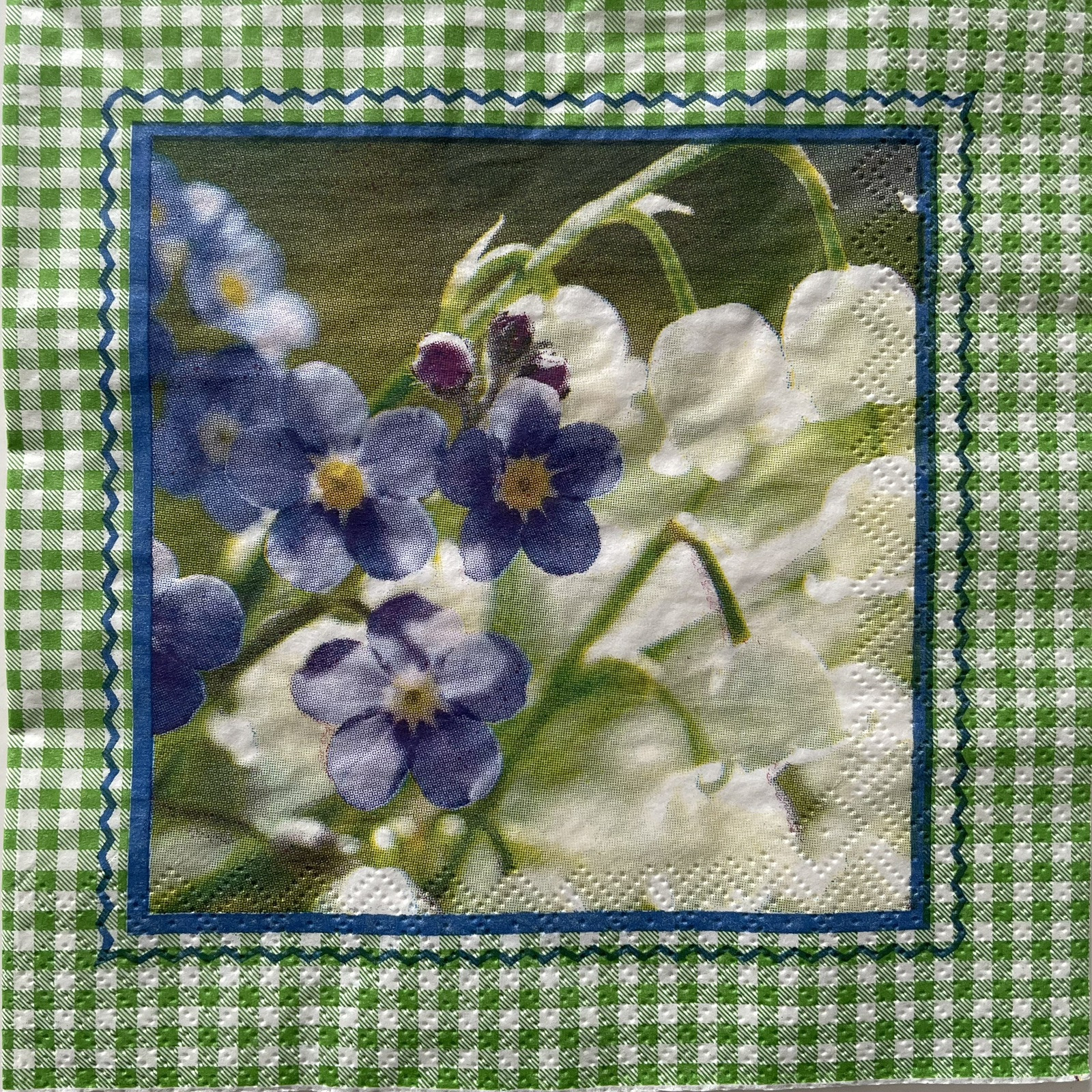 4 Luncheon paper napkins Lily Of The Valley Forget Me Not Flowers for decoupage
