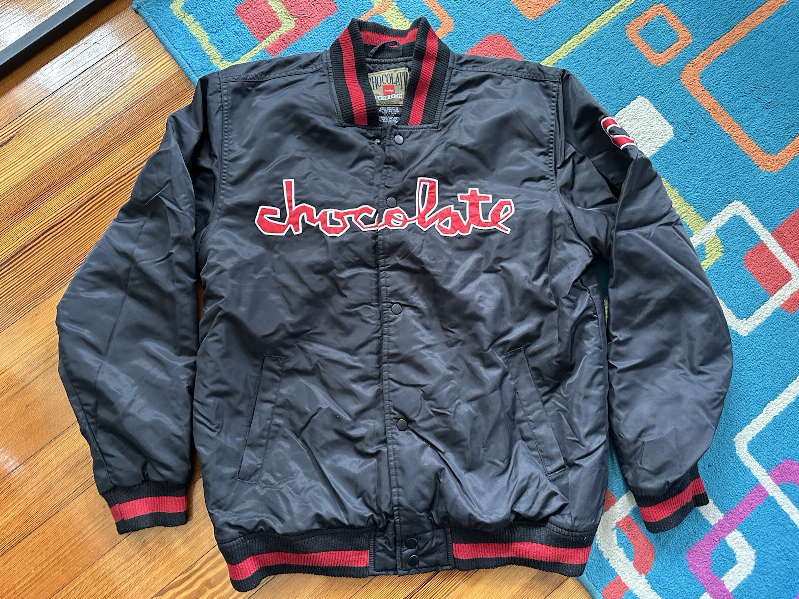 Nylon Bomber Jacket Black Red Men&rsquo;s Size Large