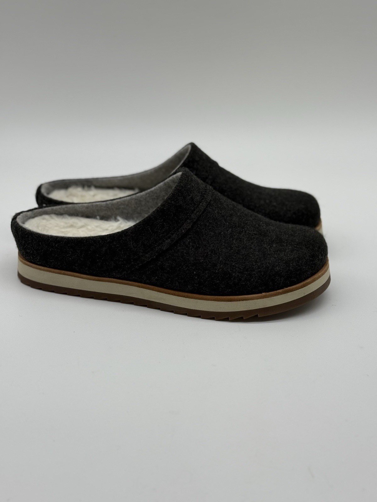 Merrell sandalo donna Juno zoccoli lana mulo slip on taglia 8 0 us intime ottimeioni condiz grigi