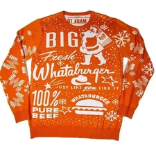 Official Whataburger Christmas Sweater XL Orange Table Tent Texas Big Fresh