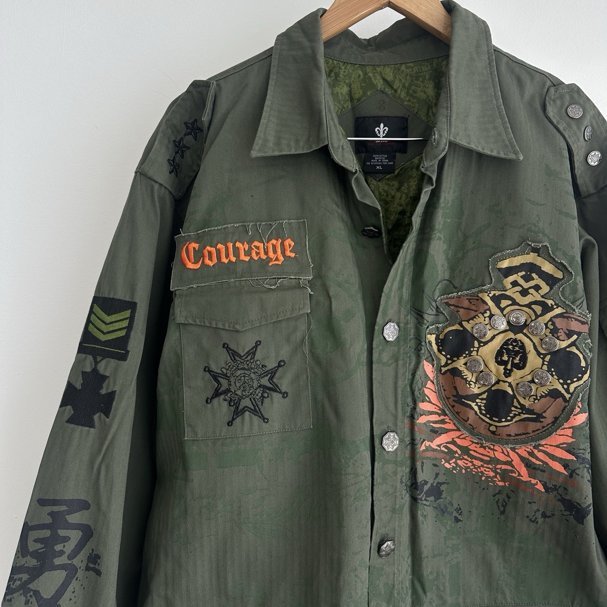 ジャケット・アウター RHC Military Shirt Jacket Military Jacket Mens XL Embroidered Fatigue Combat